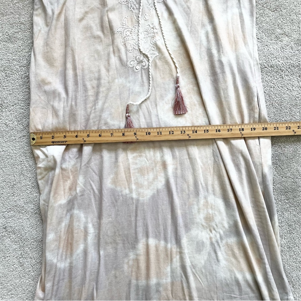 SOFT SURROUNDINGS MAXI TIE DYE COTTON DRESS WITH TASSELS SIZE LARGE BOHO - Picture 7 of 10